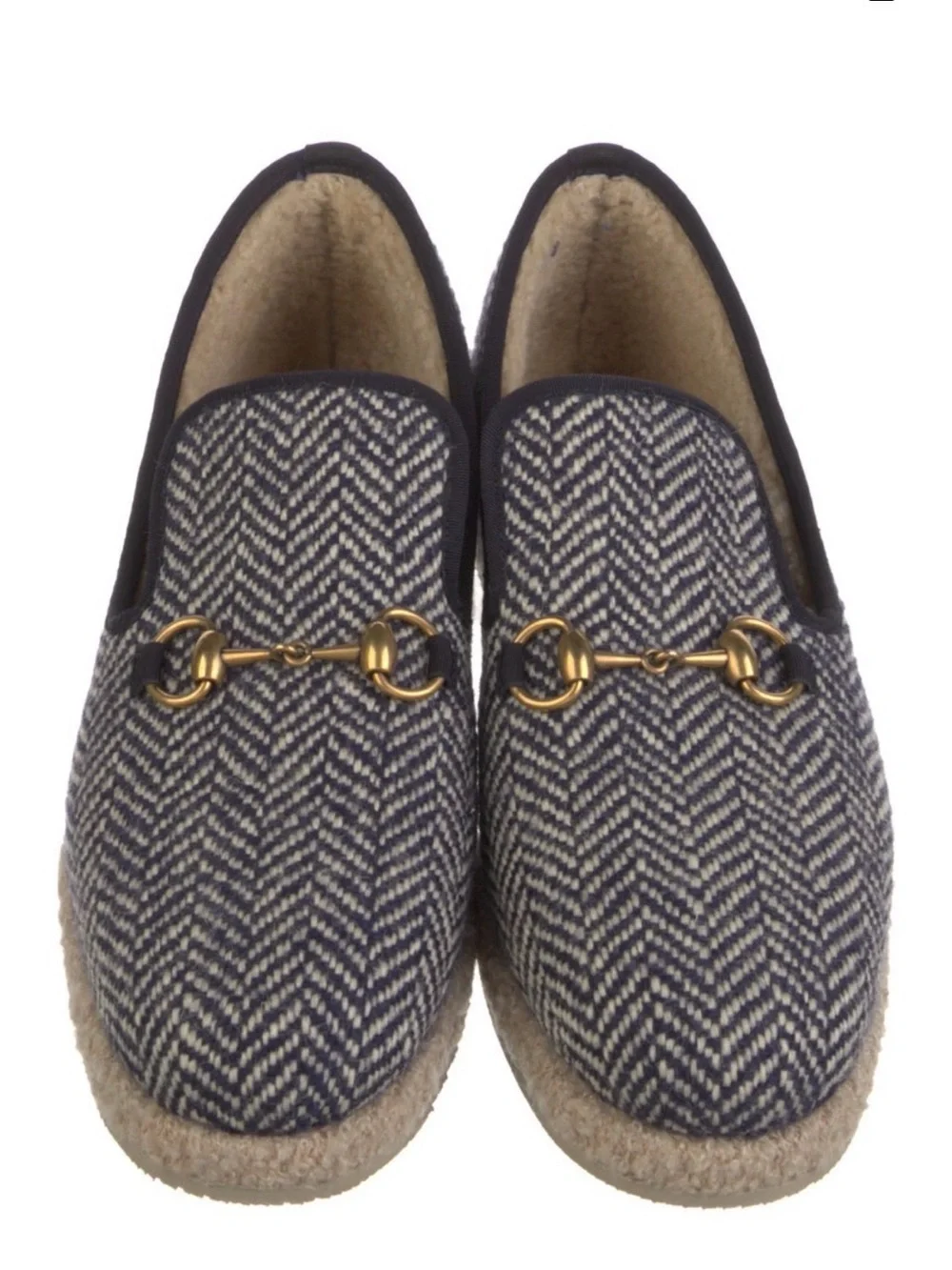 Gucci Men's Fria Loafer Espadrille Wool Tweed Blue Shoes Gucci Size 7 / US 7.5